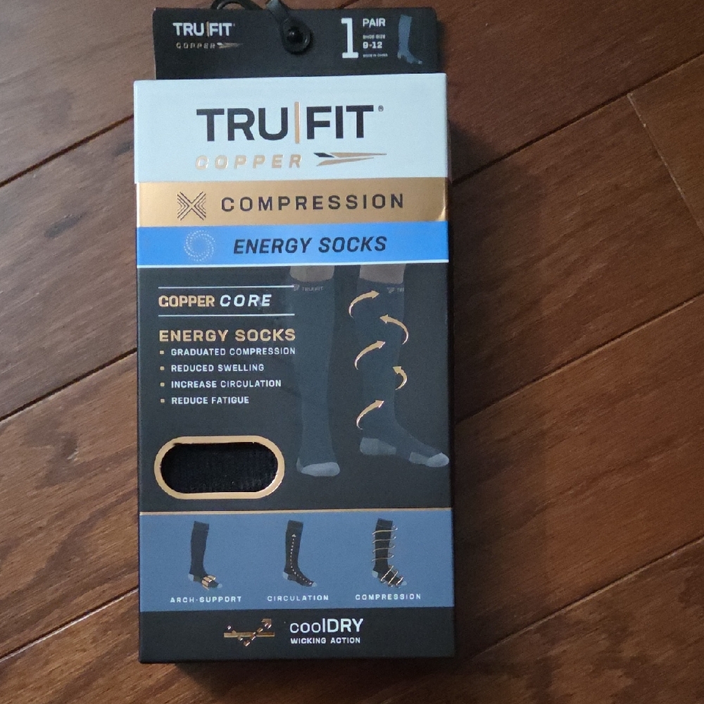 Copper Compression Energy Socks TruFit 1 Pair Size 9-12